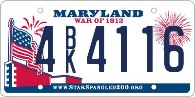 MD license plate 4BK4116