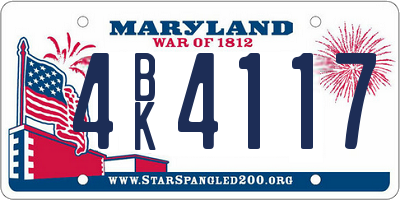 MD license plate 4BK4117