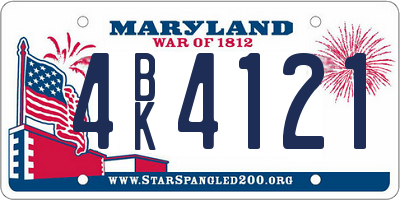 MD license plate 4BK4121