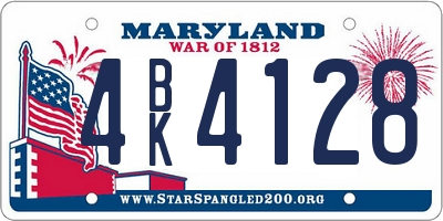 MD license plate 4BK4128