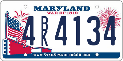 MD license plate 4BK4134