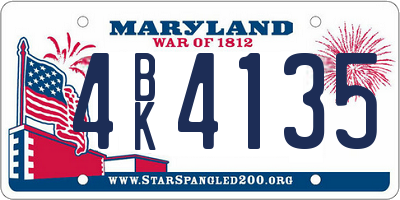 MD license plate 4BK4135
