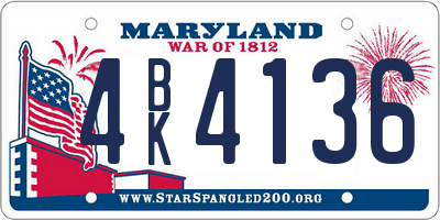 MD license plate 4BK4136