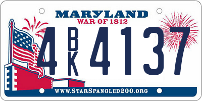 MD license plate 4BK4137