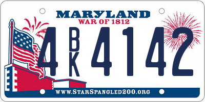 MD license plate 4BK4142