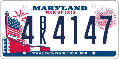 MD license plate 4BK4147