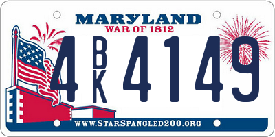 MD license plate 4BK4149