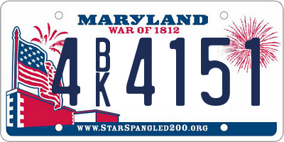 MD license plate 4BK4151