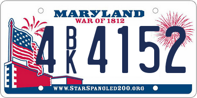 MD license plate 4BK4152