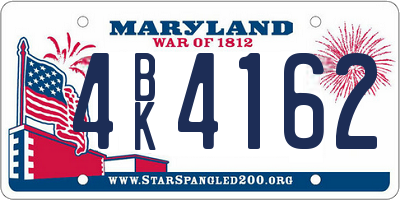 MD license plate 4BK4162