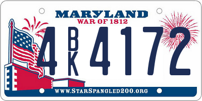 MD license plate 4BK4172
