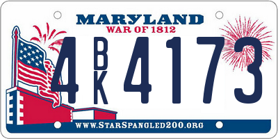 MD license plate 4BK4173