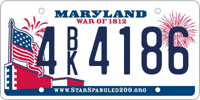MD license plate 4BK4186
