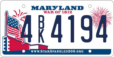 MD license plate 4BK4194