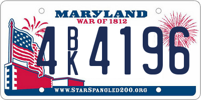 MD license plate 4BK4196