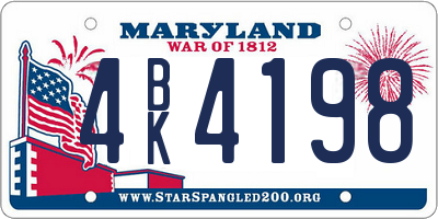 MD license plate 4BK4198