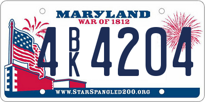 MD license plate 4BK4204