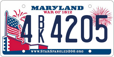 MD license plate 4BK4205