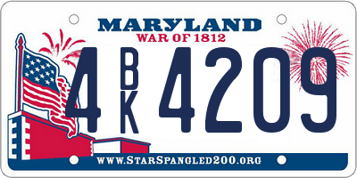 MD license plate 4BK4209