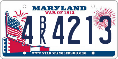MD license plate 4BK4213