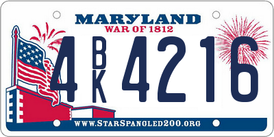 MD license plate 4BK4216