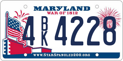 MD license plate 4BK4228