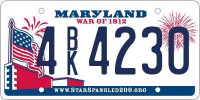 MD license plate 4BK4230