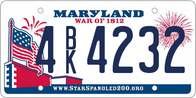MD license plate 4BK4232