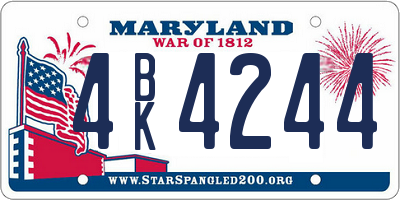 MD license plate 4BK4244
