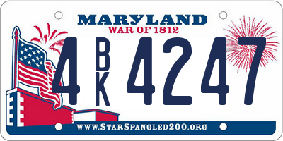 MD license plate 4BK4247