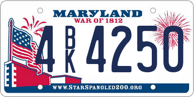 MD license plate 4BK4250
