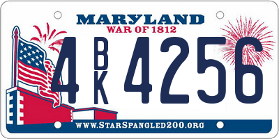 MD license plate 4BK4256