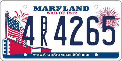 MD license plate 4BK4265
