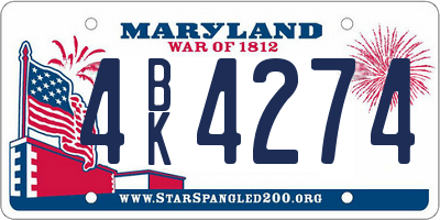 MD license plate 4BK4274