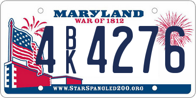 MD license plate 4BK4276