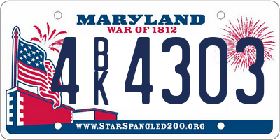 MD license plate 4BK4303