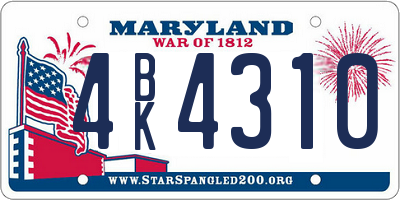 MD license plate 4BK4310