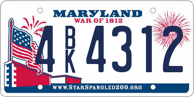 MD license plate 4BK4312