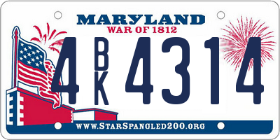 MD license plate 4BK4314