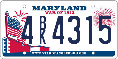 MD license plate 4BK4315
