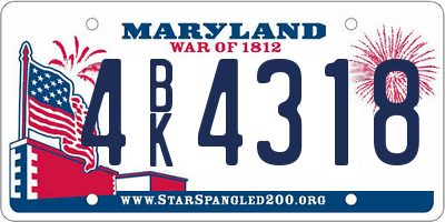 MD license plate 4BK4318