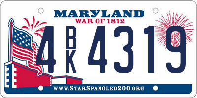 MD license plate 4BK4319