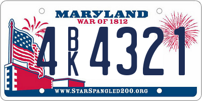 MD license plate 4BK4321