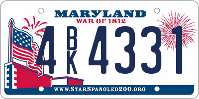 MD license plate 4BK4331