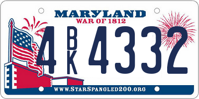 MD license plate 4BK4332