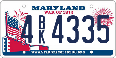MD license plate 4BK4335