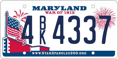 MD license plate 4BK4337