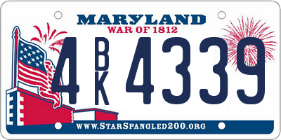 MD license plate 4BK4339