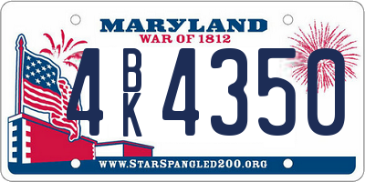 MD license plate 4BK4350