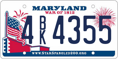 MD license plate 4BK4355